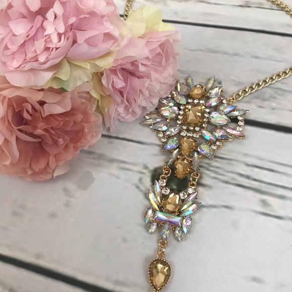 Boho Long Crystal Rhinestone Body Necklace Harness - Picture 6 of 8